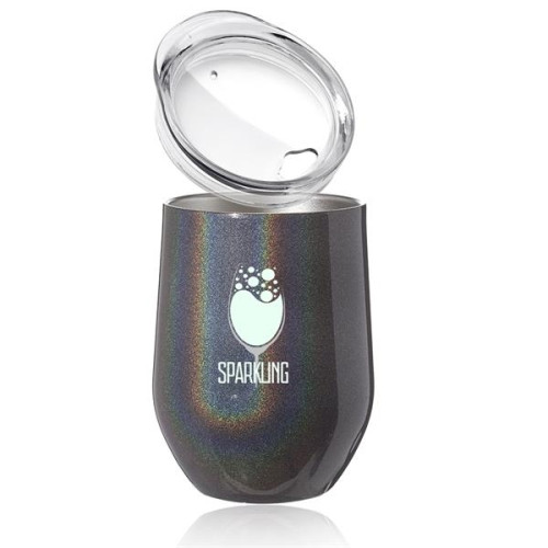 11 oz. Vacuum Iridescent Stemless Wine Glasses with Lid