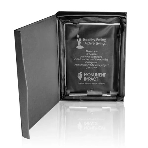 Small Jade Glass Plaque Award with Stand