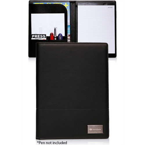 Plaque Stitched Leather Portfolios
