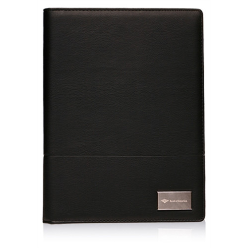 Plaque Stitched Leather Portfolios