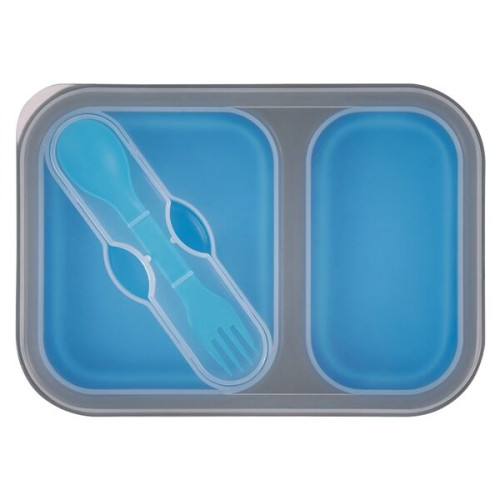 Collapsible 2-Section Food Container And Dual Utensil Wit...