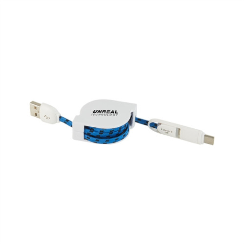 3-in-1 Retractable Fabric Charge-It Cable