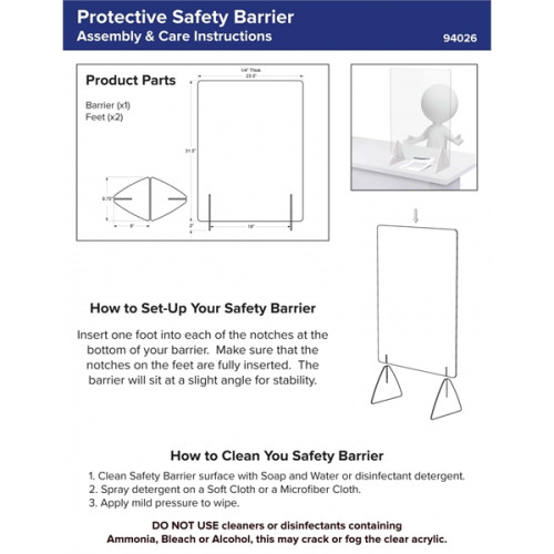 1/4" Distancing Barrier With Acrylic Legs