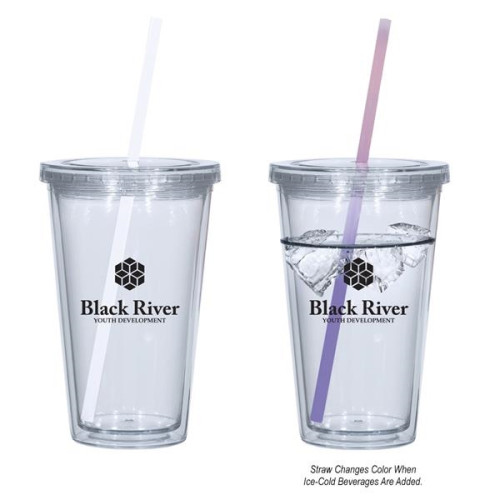 16 Oz. Newport Acrylic Tumbler With Mood Straw