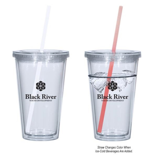 16 Oz. Newport Acrylic Tumbler With Mood Straw