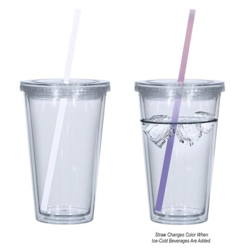 16 Oz. Newport Acrylic Tumbler With Mood Straw