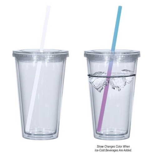 16 Oz. Newport Acrylic Tumbler With Mood Straw