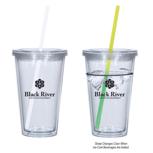 16 Oz. Newport Acrylic Tumbler With Mood Straw