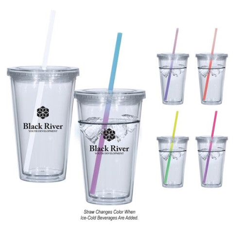 16 Oz. Newport Acrylic Tumbler With Mood Straw
