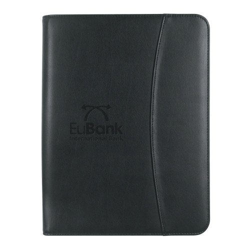 Leather Look 8 ½" x 11" Zippered Portfolio With Calculator
