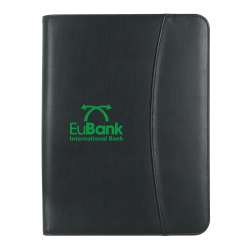 Leather Look 8 ½" x 11" Zippered Portfolio With Calculator