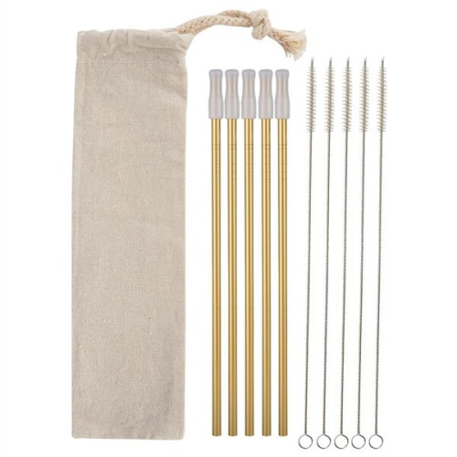5- Pack Park Avenue Stainless Straw Kit with Cotton Pouch