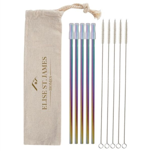 5- Pack Park Avenue Stainless Straw Kit with Cotton Pouch