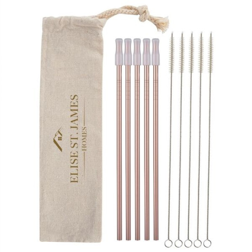 5- Pack Park Avenue Stainless Straw Kit with Cotton Pouch