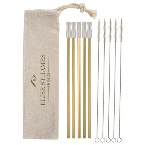 5- Pack Park Avenue Stainless Straw Kit with Cotton Pouch