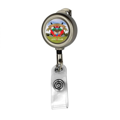 Personalized Promotional 24 Cord Matte Solid Metal Retractable Badge Reel