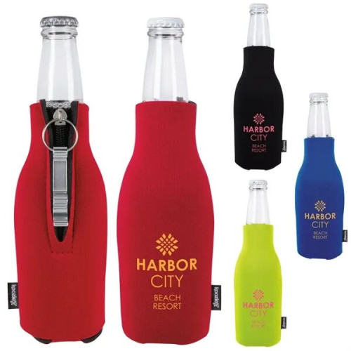 Koozie® Zip-Up Bottle Cooler with Opener