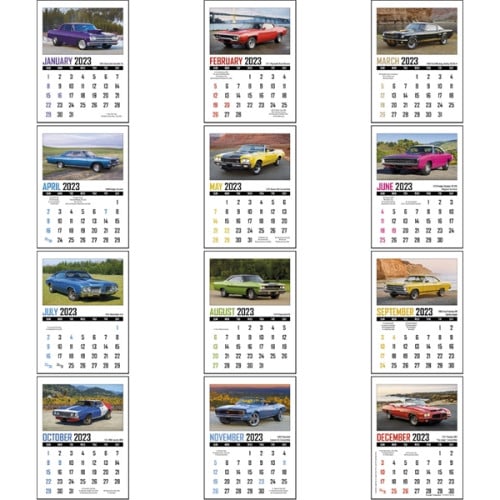 Full Color Stick Up, Memorable Muscle Grid 2023 Calendar
