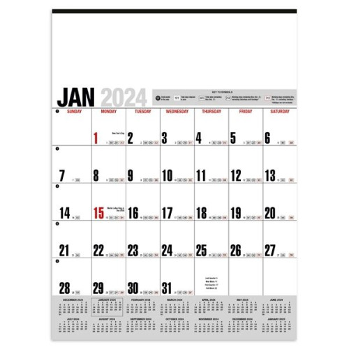 Yearly Record® Gray with Red Calendar