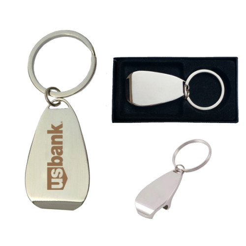 Chrome Bottle Opener with Key Ring and Gift Case