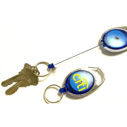 Oval Shape Retractable Key Holder with Carabiner Clip
