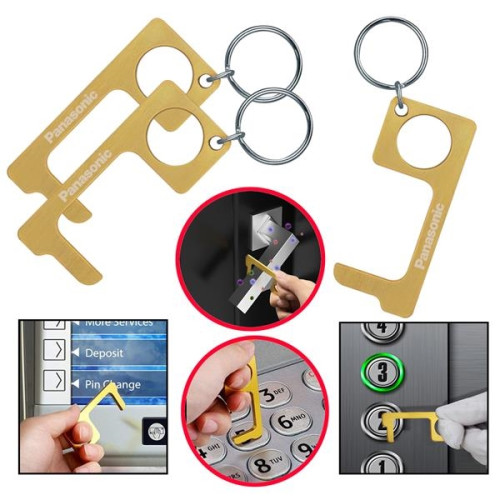 PPE Brass Hygiene Door Opener Closer No-Touch w/ Key Chain