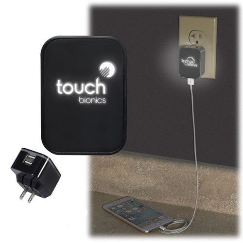 Light-Up-Your-Logo Duo USB Wall Charger