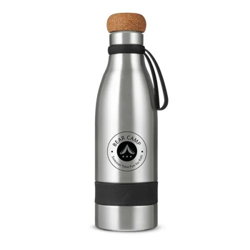 19 oz Double Wall Vacuum Insulated Bottle With Cork Lid