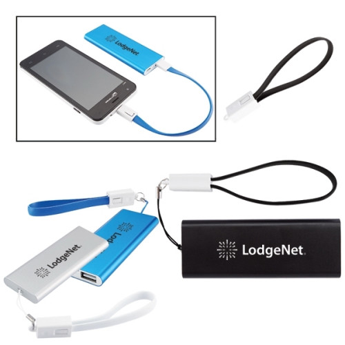Slim Aluminum Power Bank Charger with Micro USB Cable Wri...