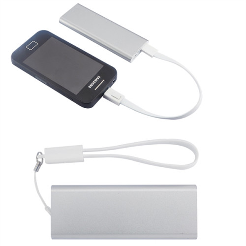 Slim Aluminum Power Bank Charger with Micro USB Cable Wri...