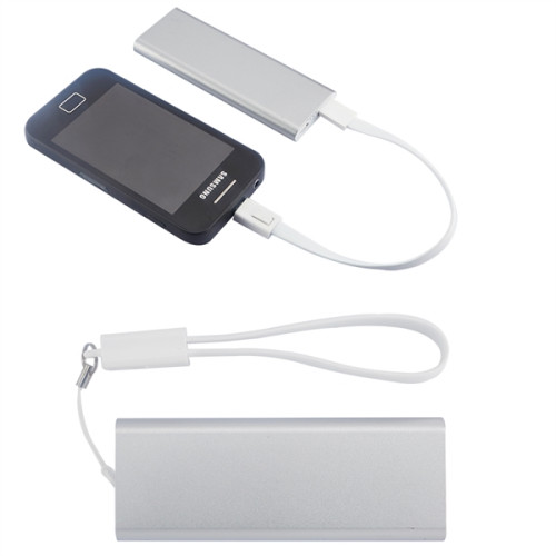 Slim Aluminum Power Bank Charger with Micro USB Cable Wri...