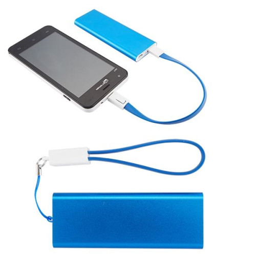Slim Aluminum Power Bank Charger with Micro USB Cable Wri...