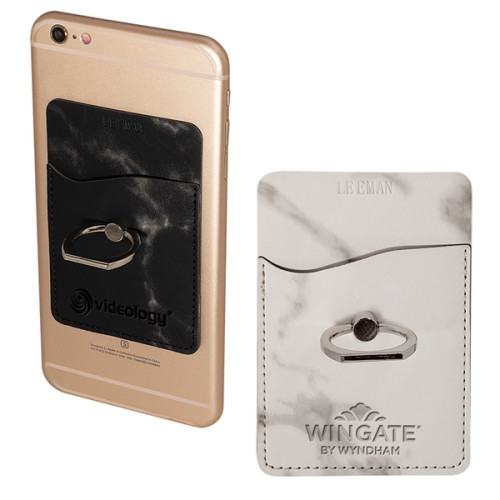 Leeman Marble Card Holder With Metal Ring Phone Stand