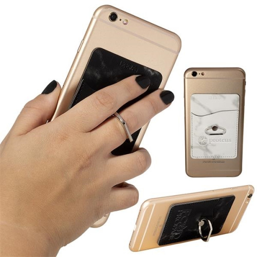 Leeman Marble Card Holder With Metal Ring Phone Stand