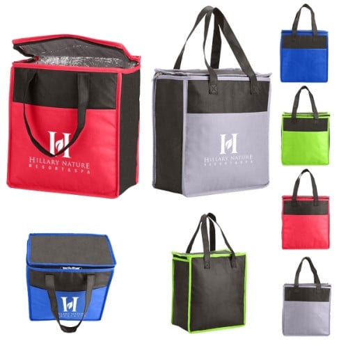 Two-Tone Flat Top Insulated Non-Woven Shopping Tote Bag