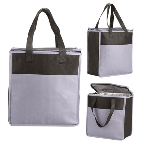 Two-Tone Flat Top Insulated Non-Woven Shopping Tote Bag