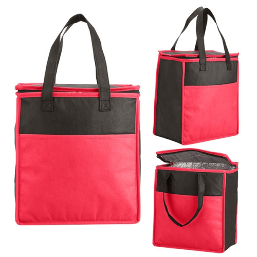 Two-Tone Flat Top Insulated Non-Woven Shopping Tote Bag
