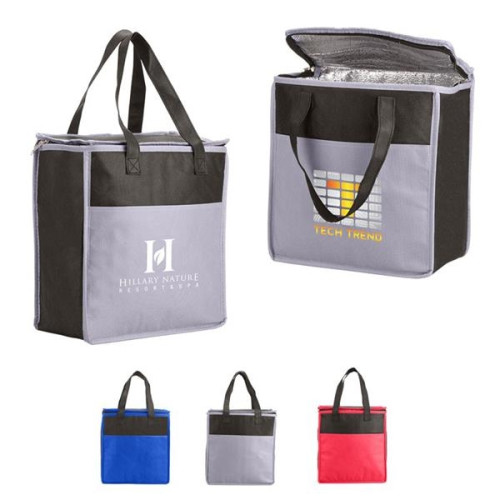 Two-Tone Flat Top Insulated Non-Woven Shopping Tote Bag