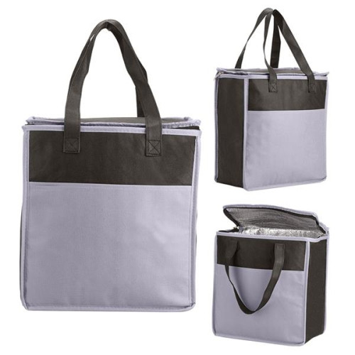 Two-Tone Flat Top Insulated Non-Woven Shopping Tote Bag