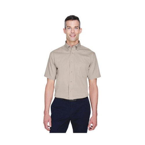 Harriton® Men's Easy Blend Short-Sleeve Twill Shirt with ...
