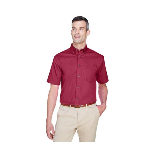 Harriton® Men's Easy Blend Short-Sleeve Twill Shirt with ...
