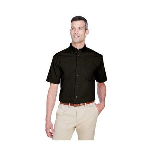 Harriton® Men's Easy Blend Short-Sleeve Twill Shirt with ...