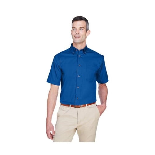 Harriton® Men's Easy Blend Short-Sleeve Twill Shirt with ...