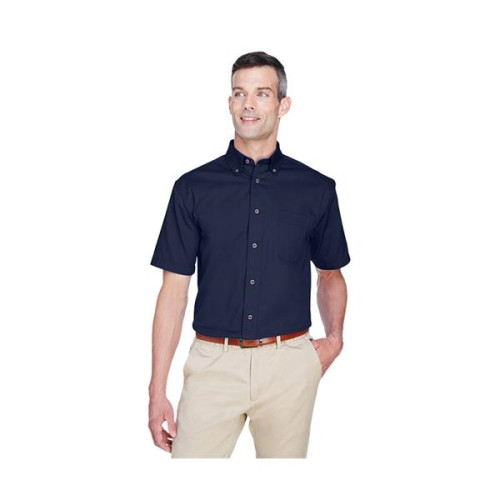 Harriton® Men's Easy Blend Short-Sleeve Twill Shirt with ...