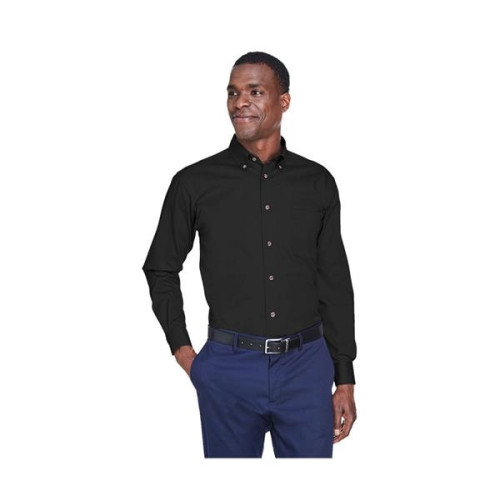 Harriton® Men's Easy Blend Short-Sleeve Twill Shirt with ...