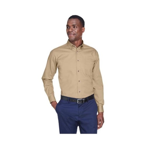 Harriton® Men's Easy Blend Short-Sleeve Twill Shirt with ...