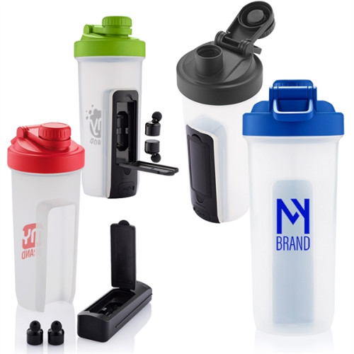 20 oz. Shaker Fitness Bottle with Wireless Earbuds