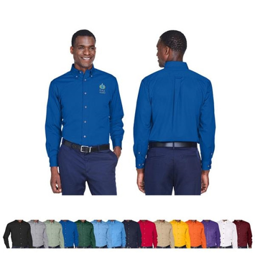 Harriton® Men's Easy Blend™ Long-Sleeve Twill Shirt with ...