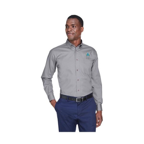Harriton® Men's Easy Blend™ Long-Sleeve Twill Shirt with ...