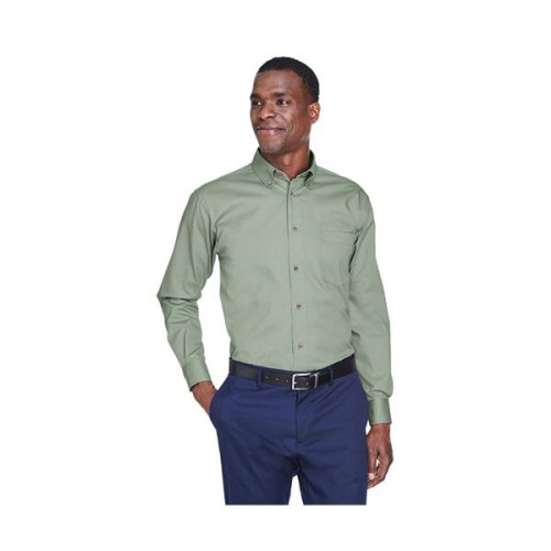 Harriton® Men's Easy Blend™ Long-Sleeve Twill Shirt with ...